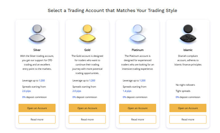 Account Types of FXroad